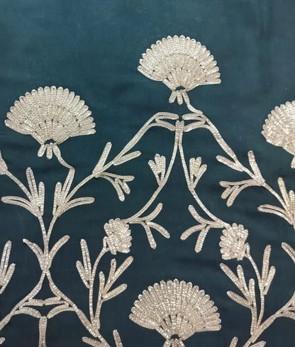 Luxe Peach Embroidery Green Gota Lehenga with Choli Organza Dupatta for Girls