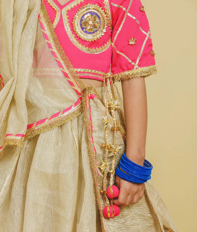 Luxe Pink Aangi Work Choli with Lehenga Set