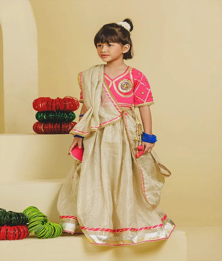 Luxe Pink Aangi Work Choli with Lehenga Set