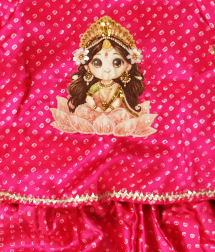Luxe Pink Bhandhej Kurti Dhoti Set