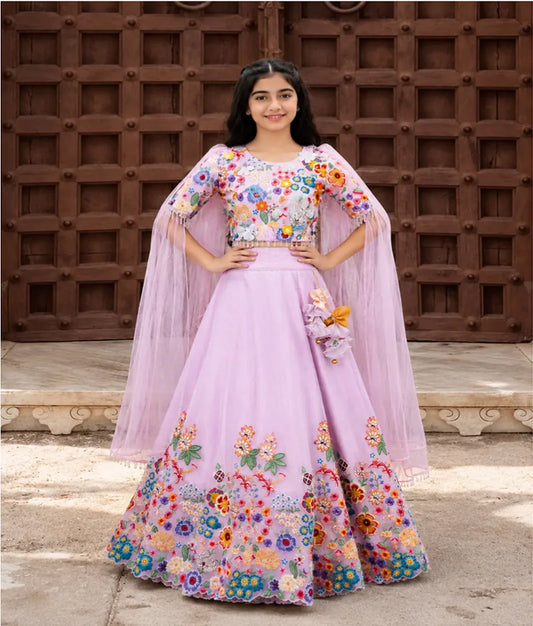 Luxe Pink Blossom Embroidered Lehenga Set