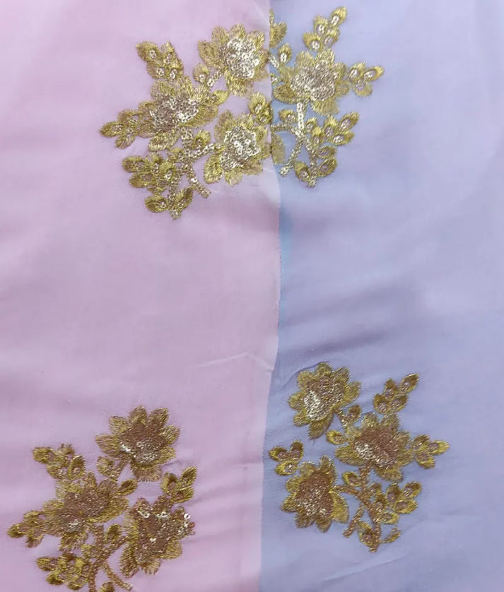 Luxe Pink & Blue Embroidered Lehenga Set