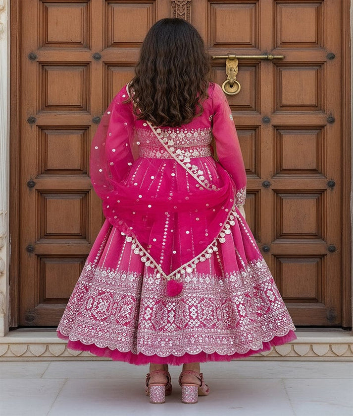 Luxe Pink Embroidered Anarkali