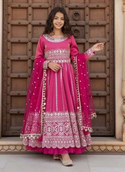 Luxe Pink Embroidered Anarkali