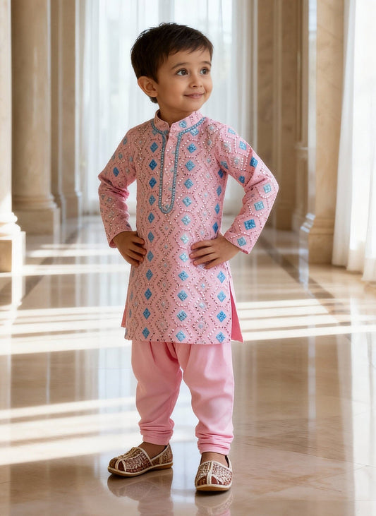 Luxe Pink Embroidered Kurta with Salwar