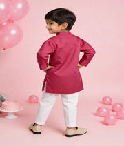 Luxe Pink Embroidery Achkan with Pant for Boys