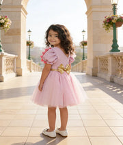 Luxe Pink Glitter Net Lilac Frock for Girls