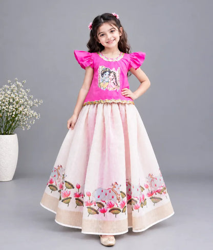 Pink Lottes printed Lehenga Set - Luxe Pink Lottes printed Lehenga Set