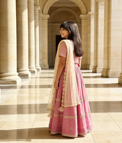 Luxe Pink Mirror Lehenga for Girls