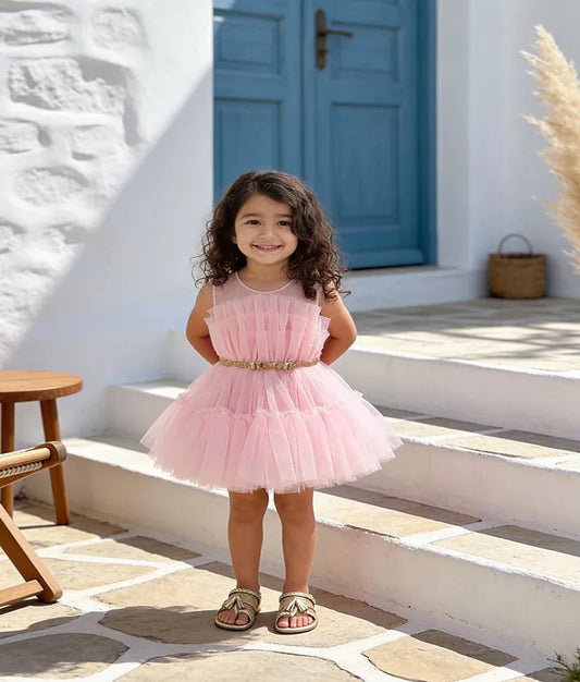 Luxe Pink Net Frock for Girls