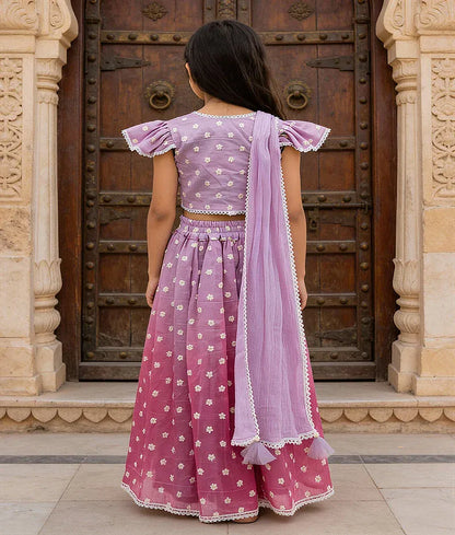 Luxe Pink Ombre Embroidered Lehenga Choli Set