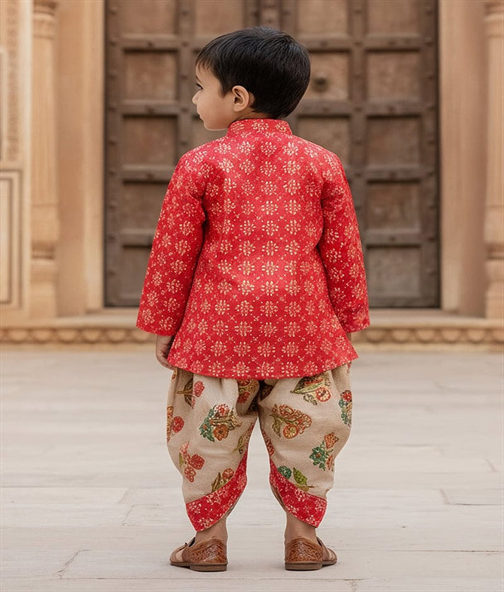 Luxe Pink Printed Kurta with Dhoti