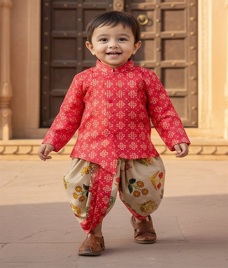 Luxe Pink Printed Kurta with Dhoti