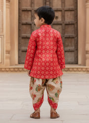 Luxe Pink Printed Kurta with Dhoti