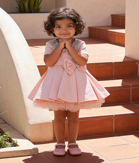 Luxe Pink Satin Frock for Girls