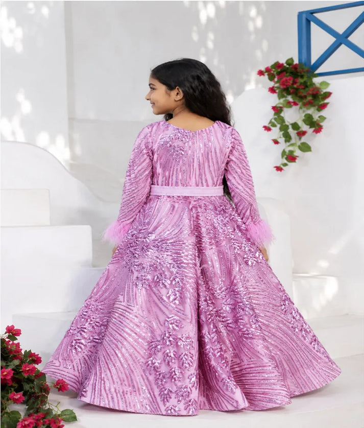 Luxe Pink Sequence Gown for Girls