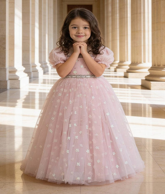 Luxe Pink Star net gown for Girls