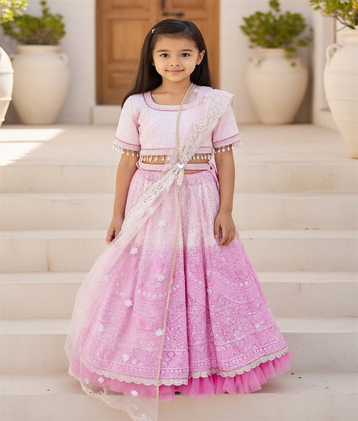 Luxe Pink Thread Embroidered Lehenga Set