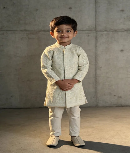 Luxe Pista Green Embroidery Sherwani Set