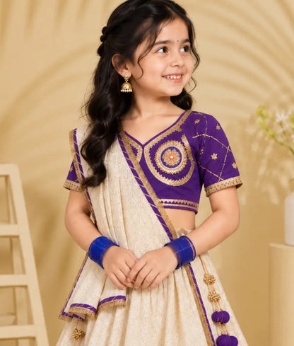 Purple Aangi work Choli with Lehenga Set - Luxe Purple Aangi work Choli with Lehenga Set