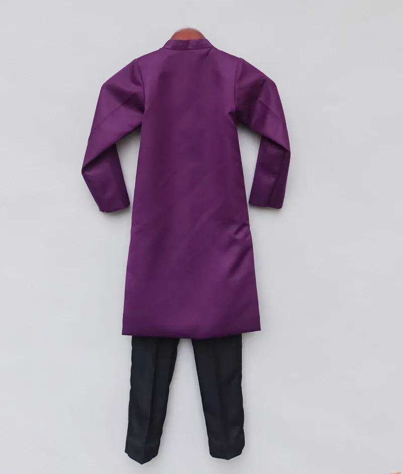 Luxe Purple Achkan with Pant for Boys