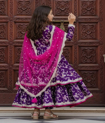 Luxe Purple Brocade Anarkali