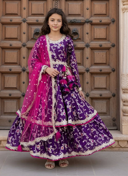 Luxe Purple Brocade Anarkali