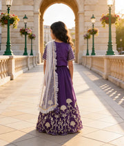 Luxe Purple Gota Embroidery Lehenga with Choli Boti Net Dupatta for Girls