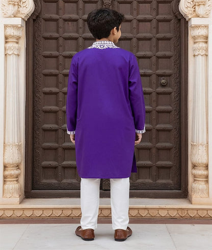 Luxe Purple Kurta with Dori Embroidery and Pant