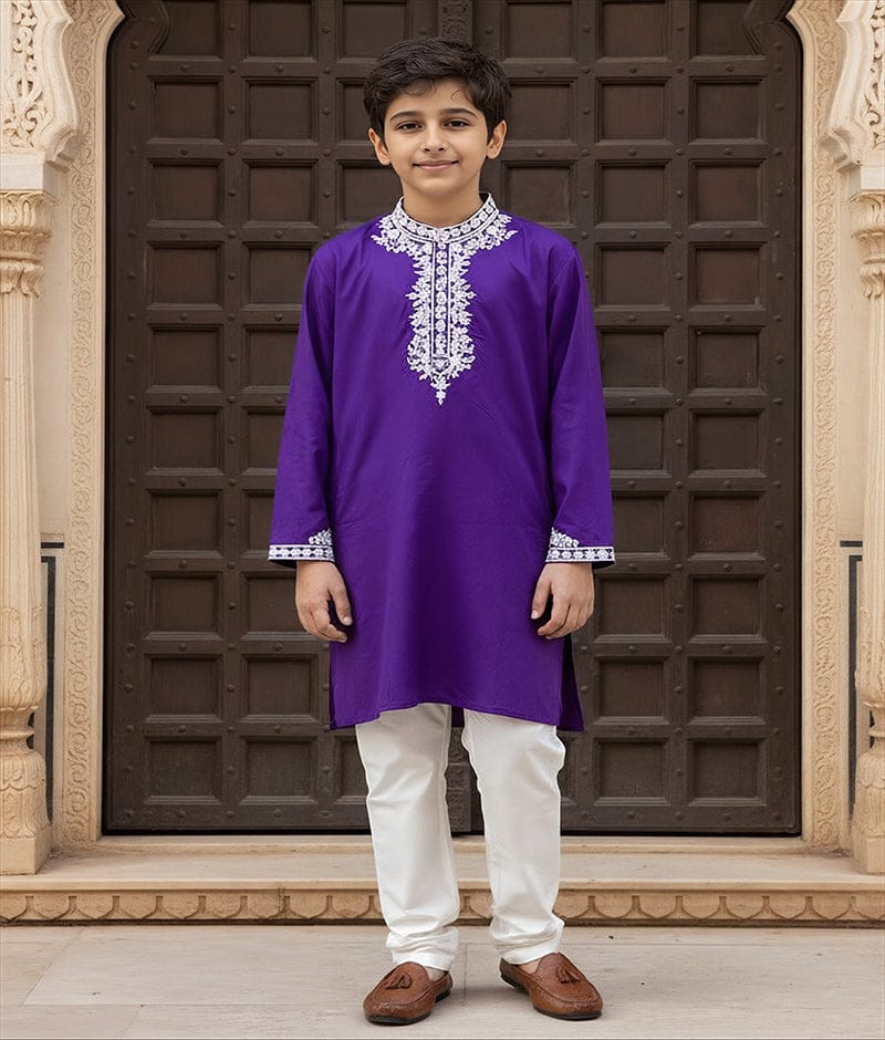 Luxe Purple Kurta with Dori Embroidery and Pant