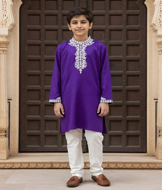 Luxe Purple Kurta with Dori Embroidery and Pant
