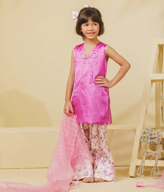 Luxe Purple Kurti with Printed Salwar