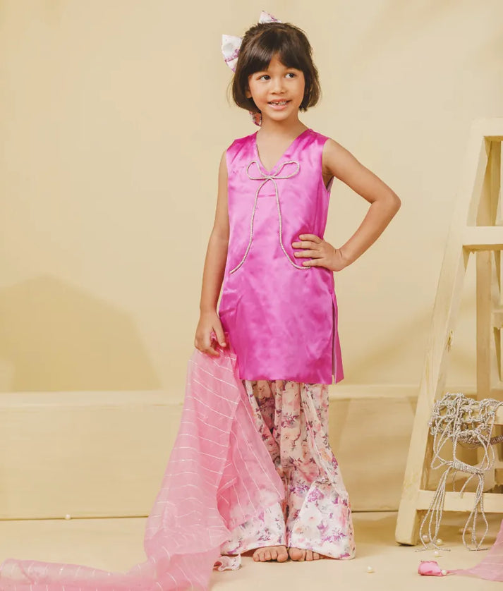 Luxe Purple Kurti with Printed Salwar