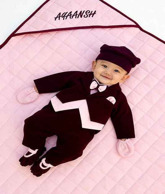 Luxe Purple Pink Coat Jamna Set for Boys