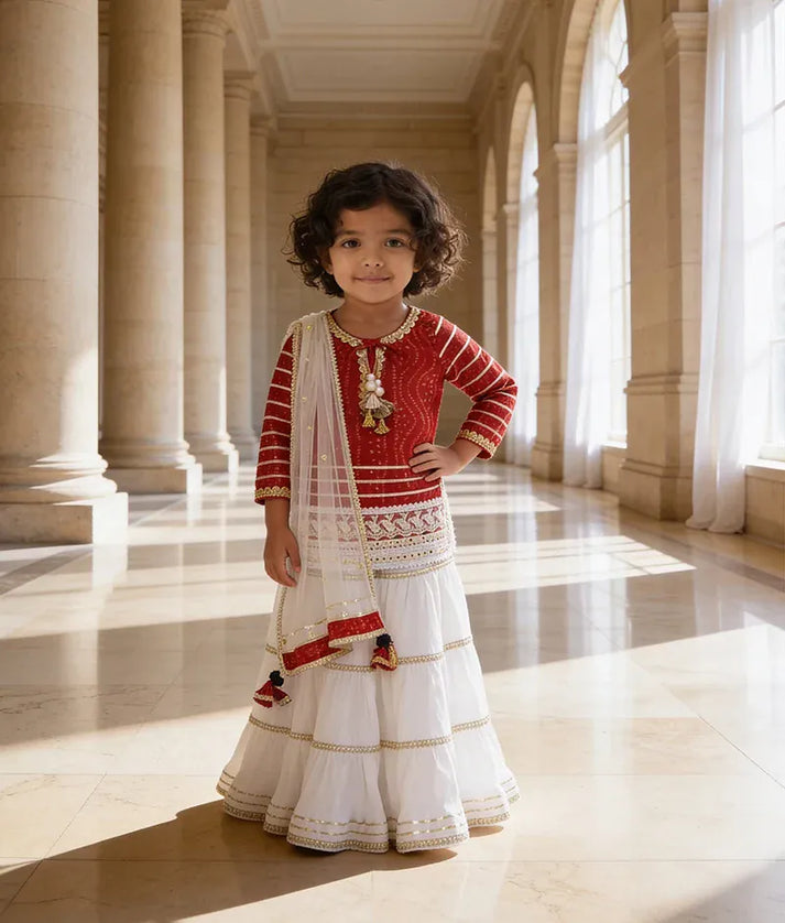 Luxe Red Bandhej Sharara Set