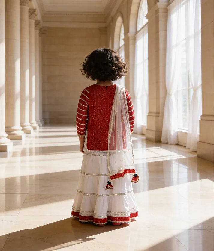 Luxe Red Bandhej Sharara Set