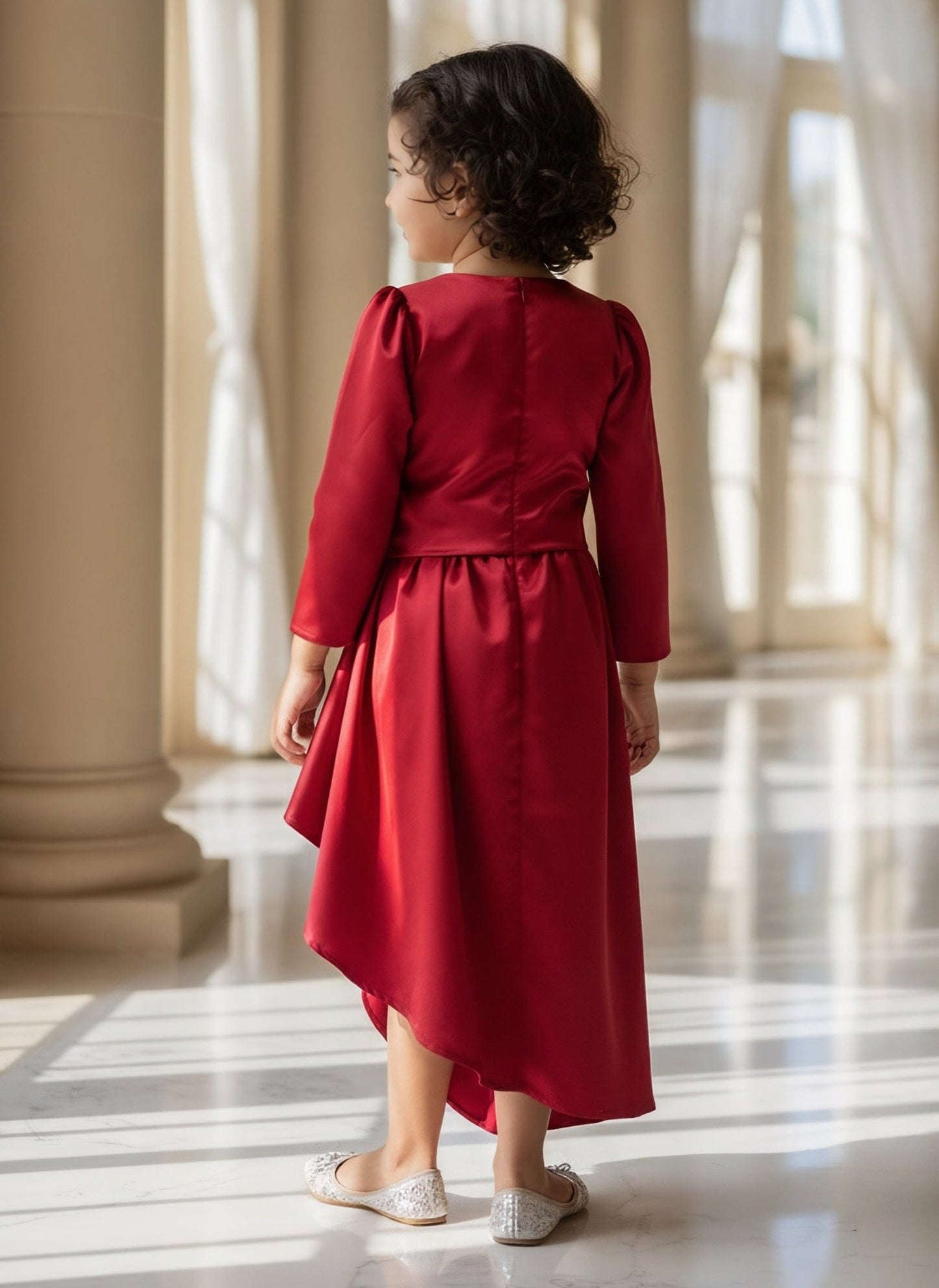 Luxe Red Embroidered Top with Dhoti