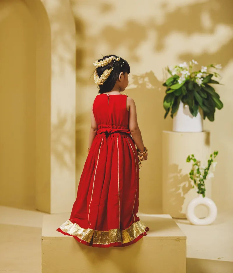 Luxe Red Georgette Lehenga Choli Set