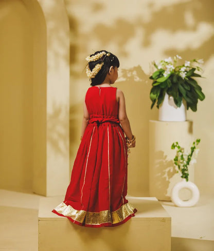 Luxe Red Georgette Lehenga Choli Set