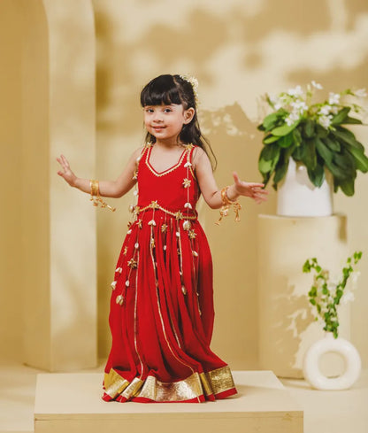 Luxe Red Georgette Lehenga Choli Set