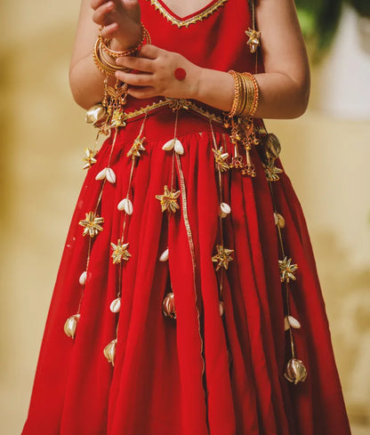 Luxe Red Georgette Lehenga Choli Set