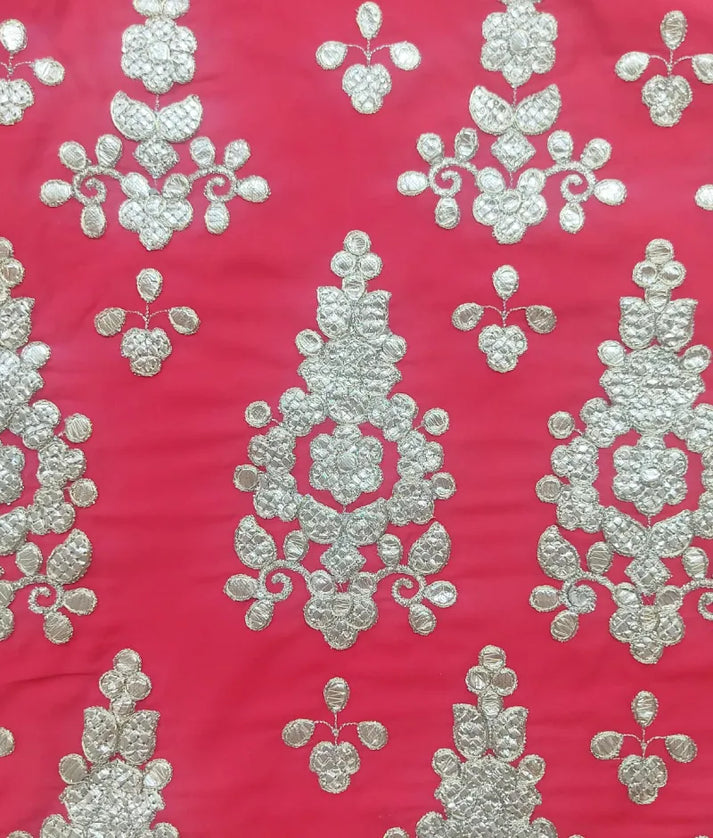 Luxe Red Gota Embroidery Lehenga with Choli Beige Boti Net Dupatta for Girls