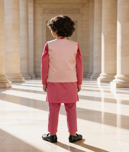 Luxe Sequence Embroidered Jacket with Pink Kurta and Pant