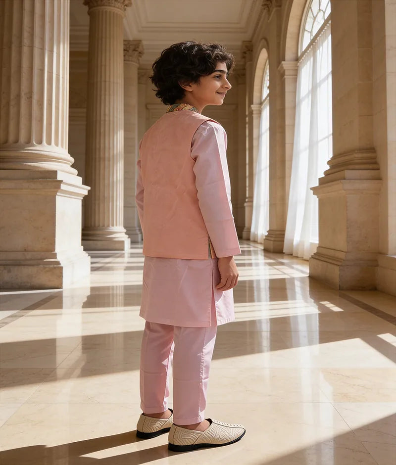 Luxe Sequence Embroidered Jacket with Pink Kurta and Pant