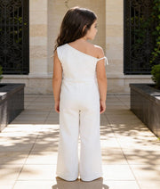 Luxe White Lycra Jumpsuit for Girls