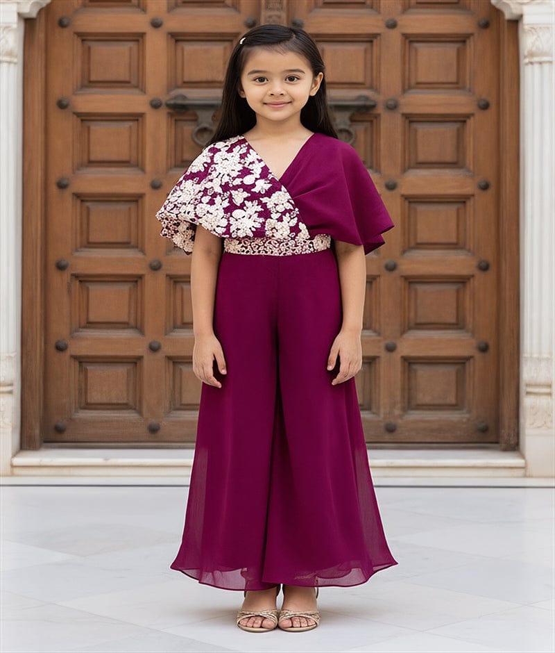 Luxe Wine Embroidered Jumpsuit