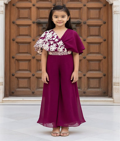 Luxe Wine Embroidered Jumpsuit