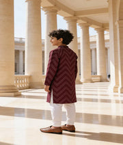 Luxe Wine Mirror Embroidered Kurta with Salwar