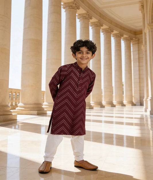Luxe Wine Mirror Embroidered Kurta with Salwar