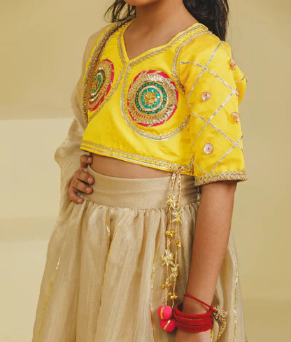 Luxe Yellow Aangi Choli with Lehenga Set